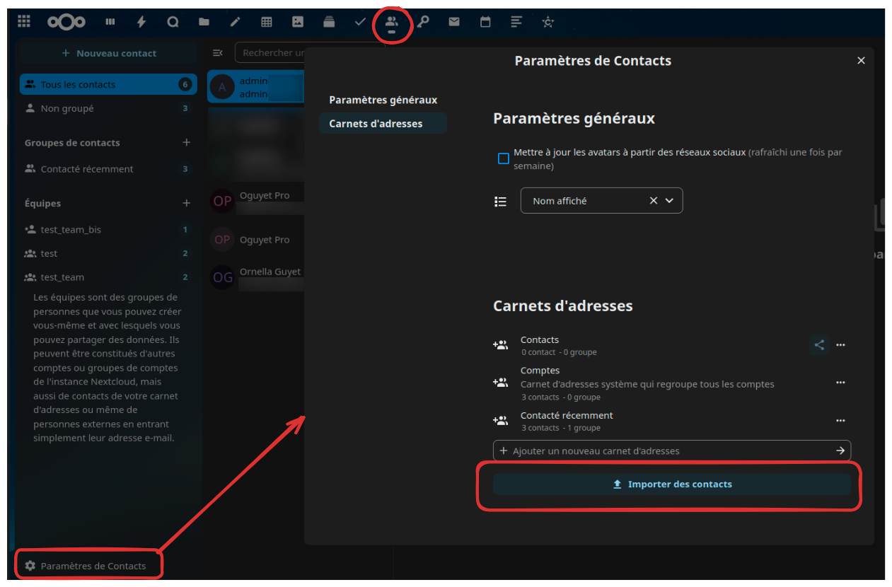 Nextcloud - Gestion des contacts